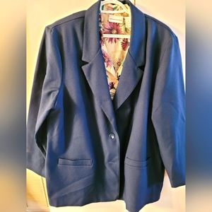 Alfred Dunner navy jacket and beautiful cream flower top